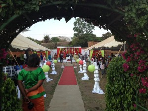 The aisle to the newly married couple, where people would dance up throwing kwacha (the local currency)....for hours!